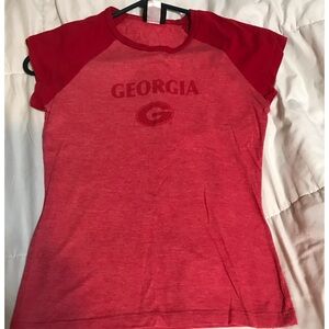 Woman’s vintage baby tee with baby sleeves. UGA Bulldogs